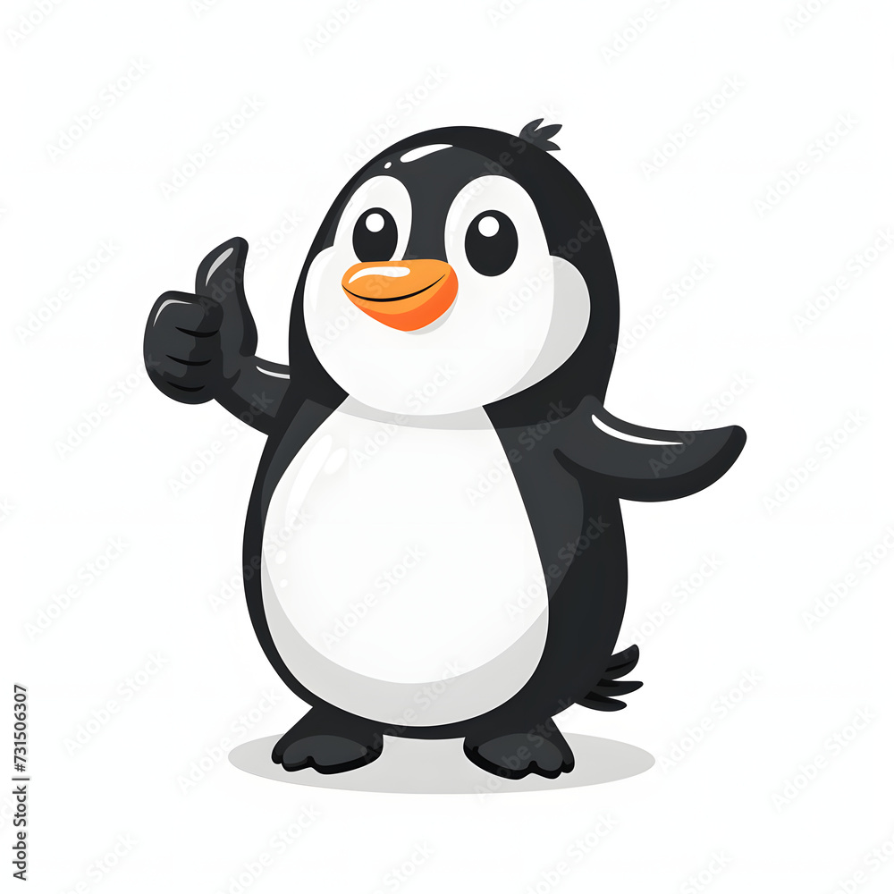 Obraz premium ペンギンがthumbs up, いいねと親指を立ててgoodポーズしているイラスト