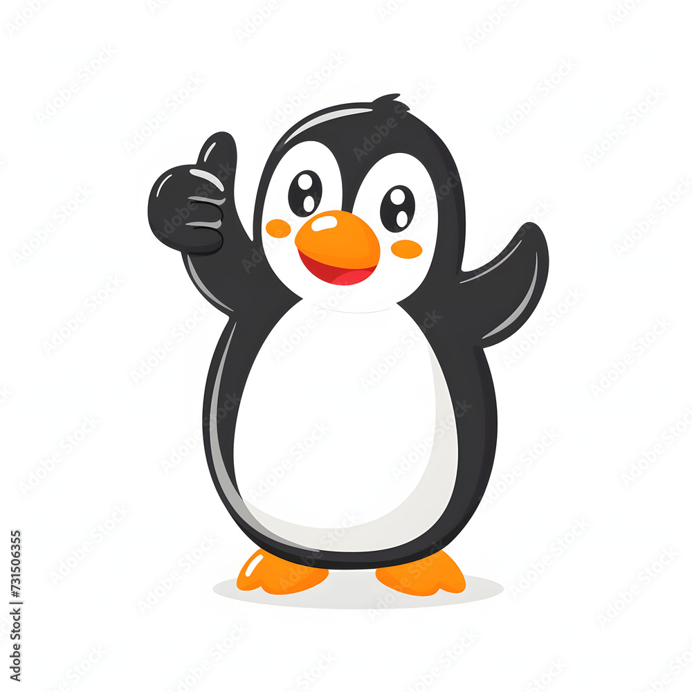 Obraz premium ペンギンがthumbs up, いいねと親指を立ててgoodポーズしているイラスト