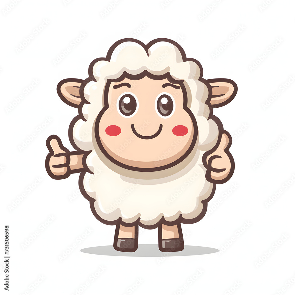 羊がthumbs up, いいねと親指を立ててgoodポーズしているイラスト 羊がthumbs up, いいねと親指を立ててgoodポーズしているイラスト