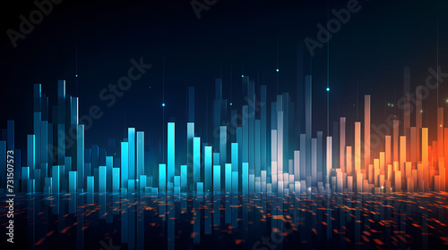 Stock market chart background, financial forecast illustration with glowing trend lines © Derby