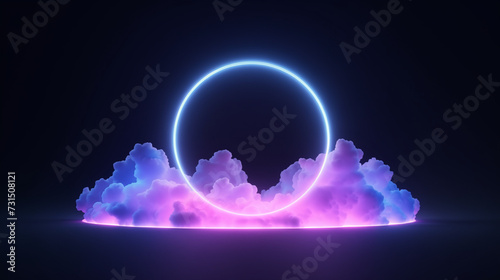 3D Cloud with Vibrant Circular Neon Accents
