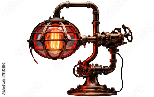 Desk Lamp with Steampunk Style on White Background.