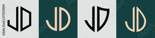 Creative simple Initial Letters JD Logo Designs Bundle.
