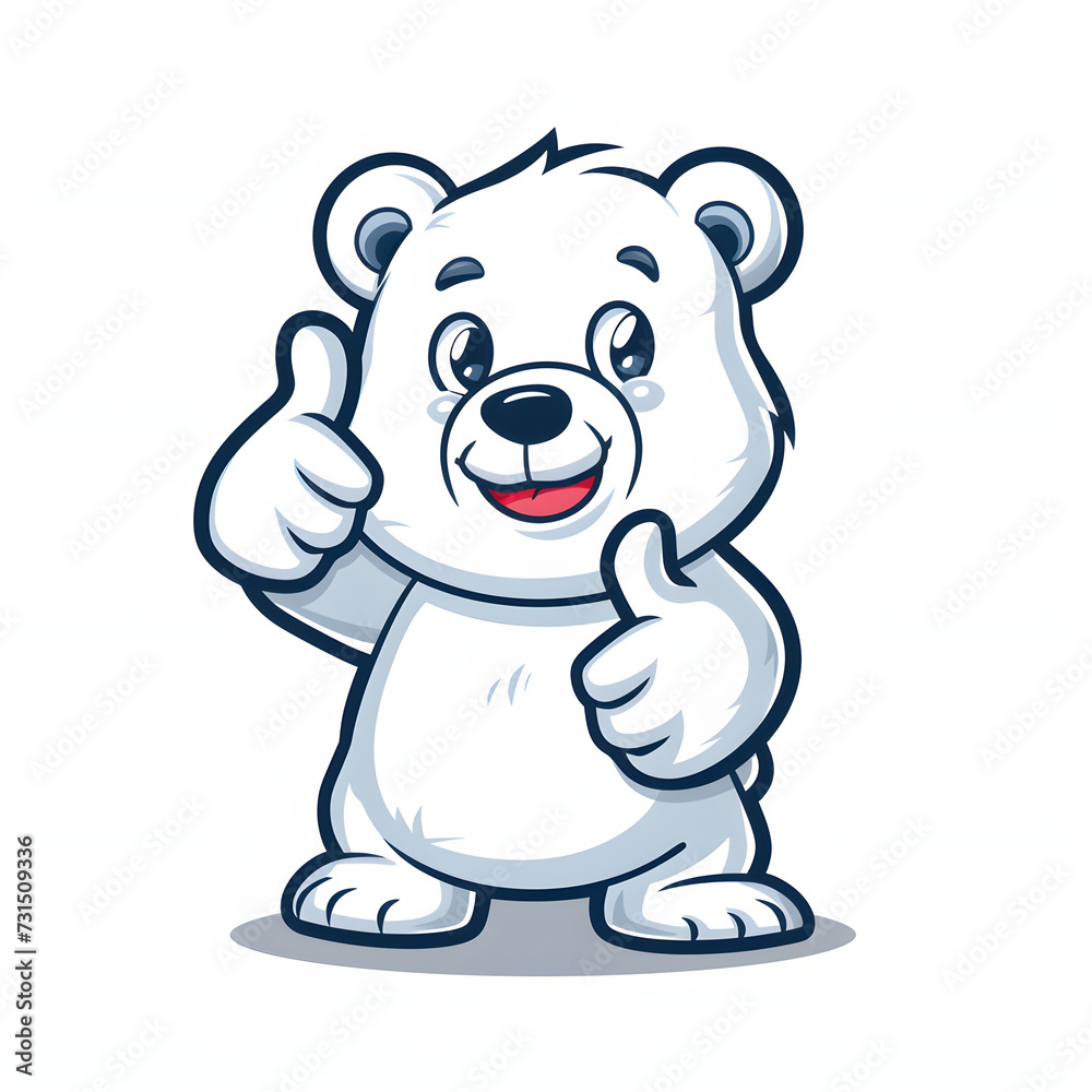 Naklejka premium thumbs up, グッドポーズ、いいねをしているしろくまのイラスト