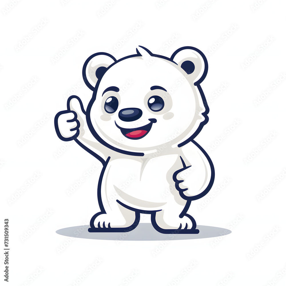 Naklejka premium thumbs up, グッドポーズ、いいねをしているしろくまのイラスト