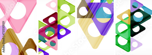 Abstract background set featuring captivating triangles. Harmonious blend of geometry and style, these designs bring modern flair