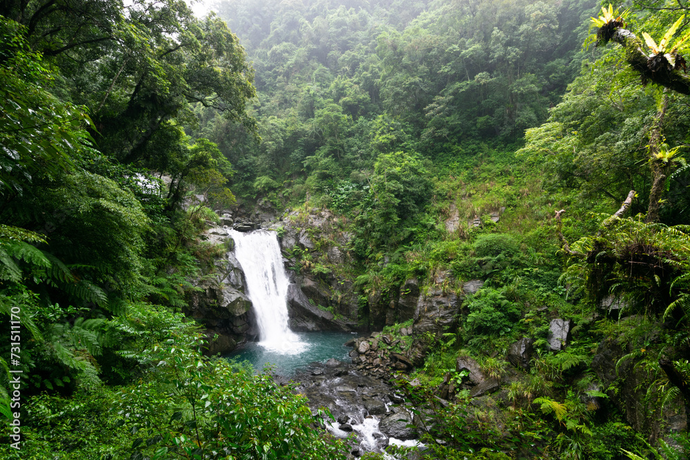 Side view of beautiful Neidong waterfall in Neidong Waterfall Park, New Taipei City, Taiwan. Side view of beautiful Neidong waterfall in Neidong Waterfall Park, New Taipei City, Taiwan.