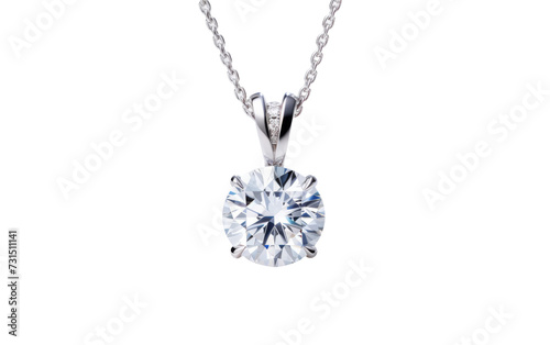 Timeless Solitaire Pendant Necklace with a Brilliant Against White Background