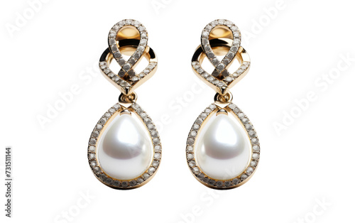 Timeless Pearl Drop Earrings with a Gold Setting on White Background
