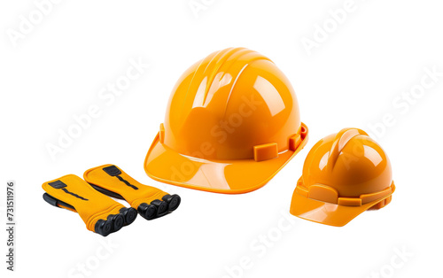 Toy Construction Hard Hat and Work Gloves Set for on White Background