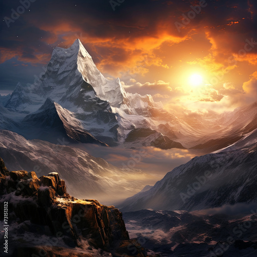 sunrise in the mountains, Karakoram, Himalayas, Mount Everest