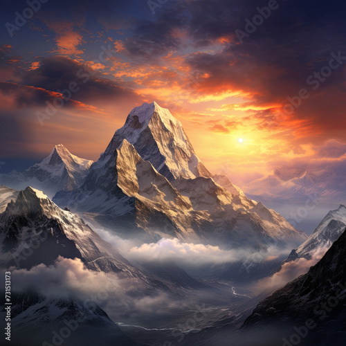 sunrise in the mountains, Karakoram, Himalayas, Mount Everest