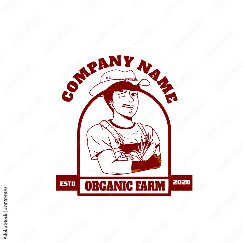 vector farm mascot logo vintage style