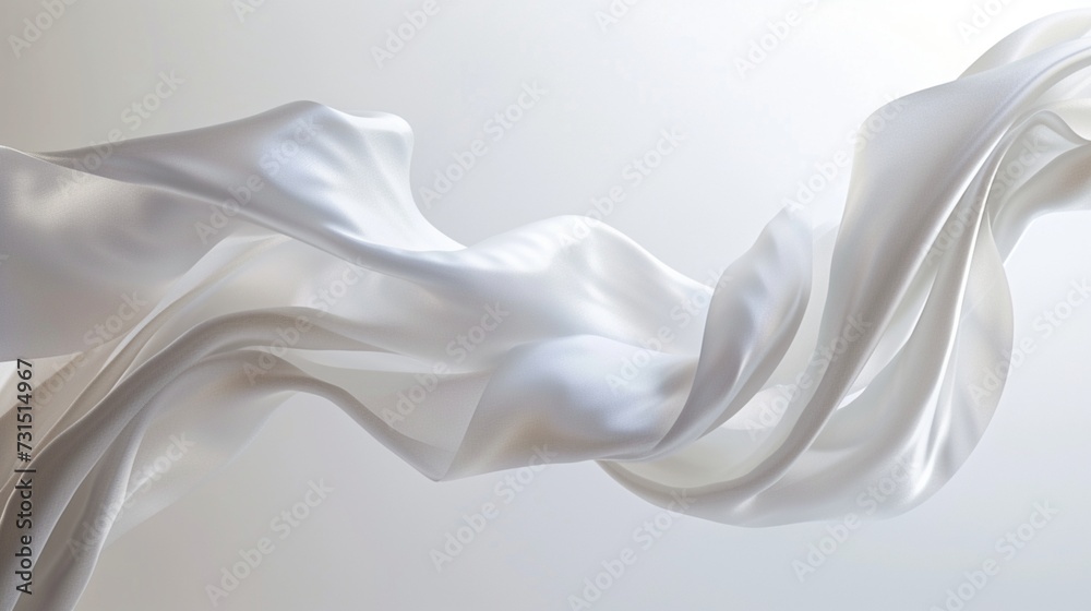 Craft an enchanting scene of a silk ribbon elegantly cascading against a pristine white backdrop. Craft an enchanting scene of a silk ribbon elegantly cascading against a pristine white backdrop.