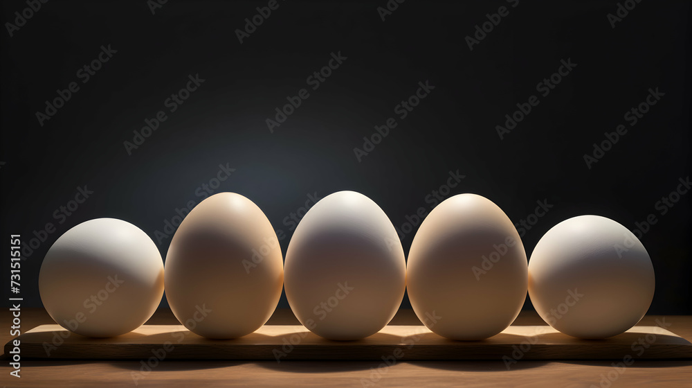 Fresh chicken eggs, copy space, isolated on black Fresh chicken eggs, copy space, isolated on black