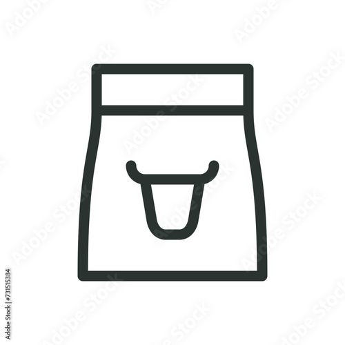 Animal and cattle feed bag isolated icon, cattle feed packaging vector symbol with editable stroke