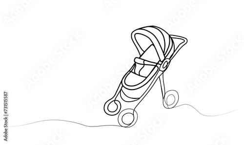 continuous drawing of a baby stroller with one line.