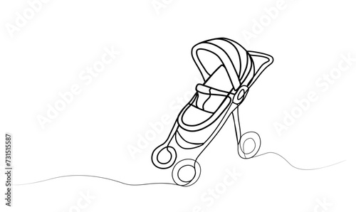 continuous drawing of a baby stroller with one line.