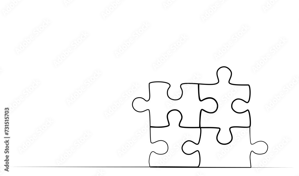 continuous puzzle drawing with one line. illustration continuous puzzle drawing with one line. illustration