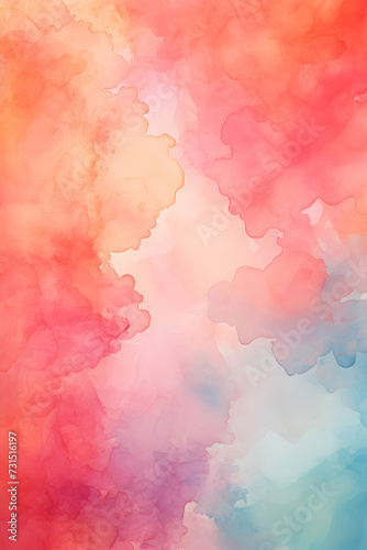 Watercolor vertical background  painting canvas wallpaper  red blue colors