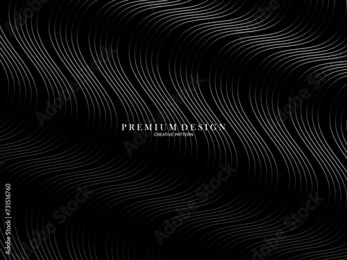 Abstract curved Diagonal Striped black Background. Vector slanted curved  waving lines pattern. New style for business design with dark colors.