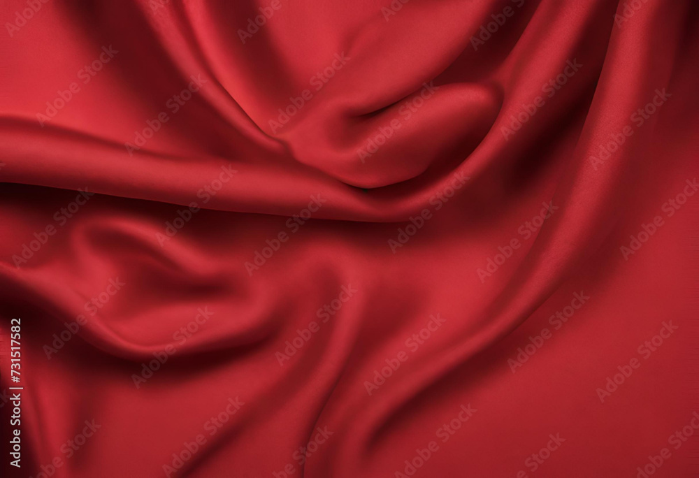 Luxury red satin fabric cloth abstract background, Red fabric texture background