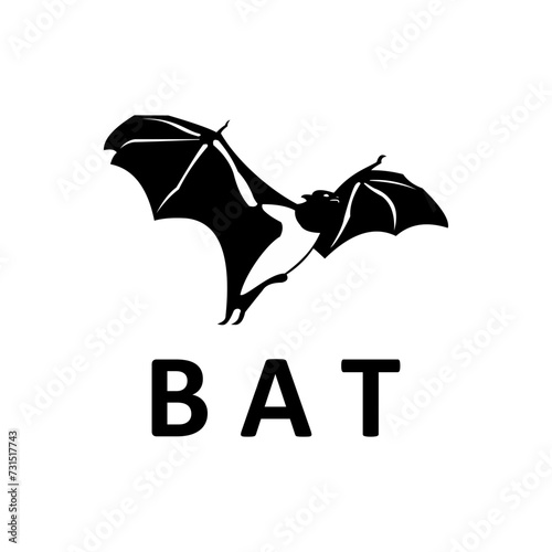 black bat on a white background