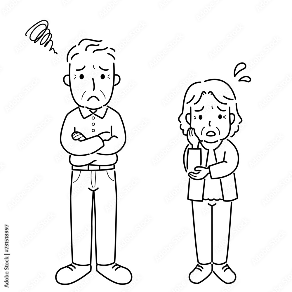困っている男性と女性(お年寄り) 困っている男性と女性(お年寄り)