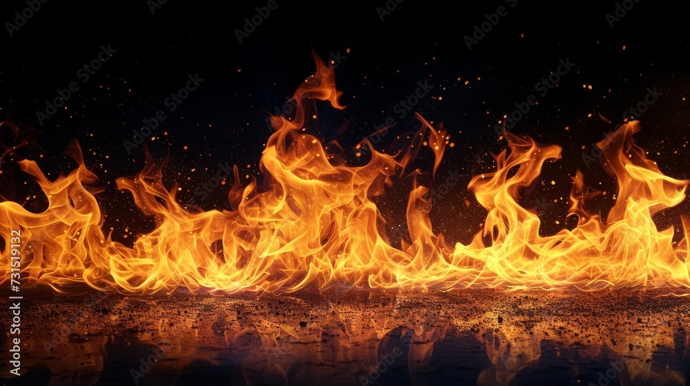 Fire flames on black background Fire flames on black background