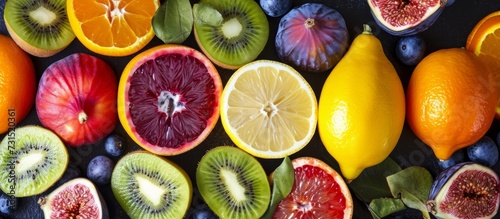 Detox with a variety of winter fruits  lemon  tangerine  figs  kiwi  dates  and mango.