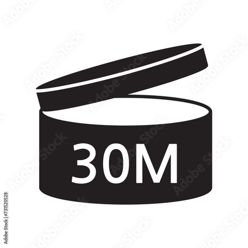 PAO cosmetic icon, mark of period after opening. Expiration time after package opened, back label. 3 month expirity on white background, vector illustration.  eps. jpg. png