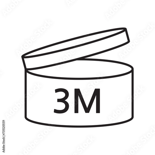 PAO cosmetic icon, mark of period after opening. Expiration time after package opened, white label. 3 month expirity on white background, vector illustration. eps. jpg. png