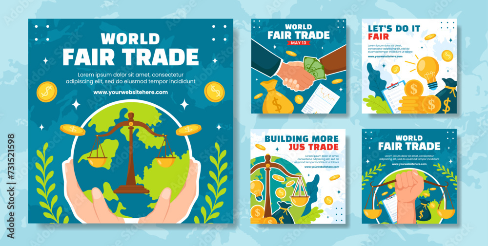 Fair Trade Day Social Media Post Flat Cartoon Hand Drawn Templates Background Illustration