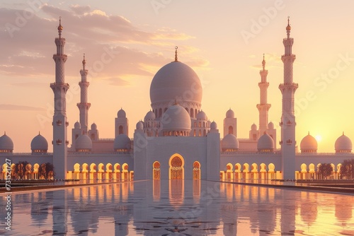 Fotografia beautiful mosque against a pure serene and divine atmosphere professional photog