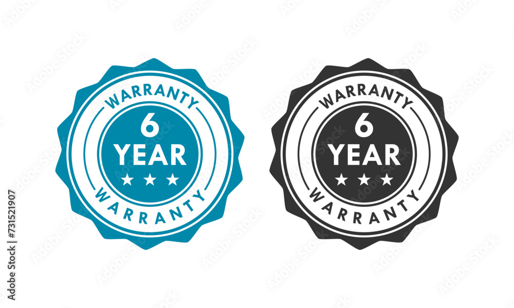 6 years and lifetime warranty label template illustration
