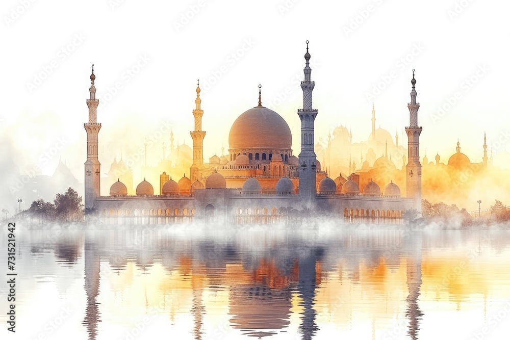 beautiful mosque against a pure serene and divine atmosphere professional photography - obrazy, fototapety, plakaty 