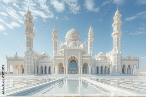beautiful mosque against a pure serene and divine atmosphere professional photography