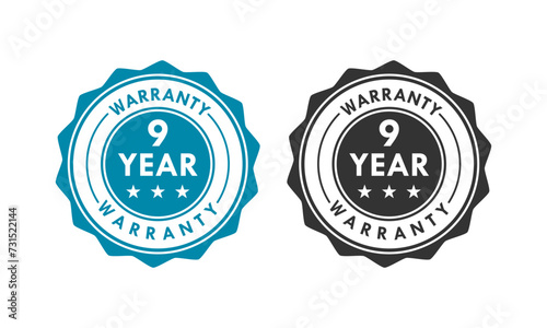 9 years and lifetime warranty label template illustration