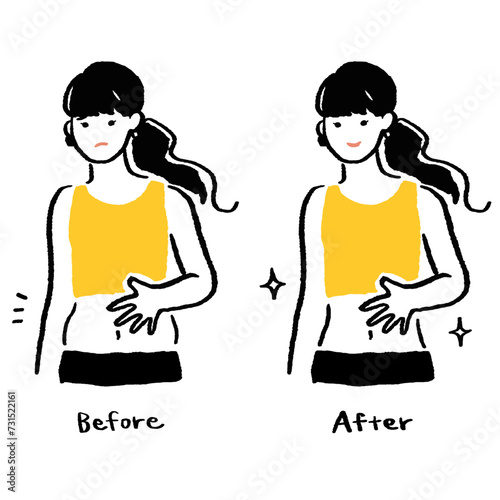 ダイエットに成功した女性のイラスト ビフォーアフター