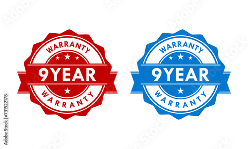 9 years and lifetime warranty label template illustration