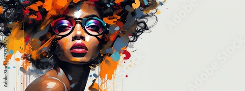 Abstract portrait of a beautiful black woman. AI generated image. photo