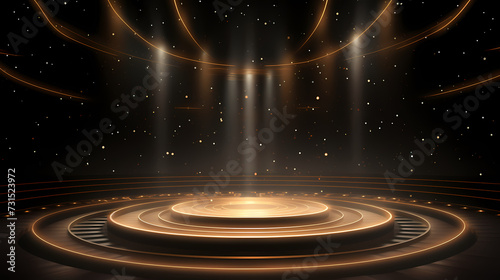 3D golden luxury elements for award ceremony background and podium