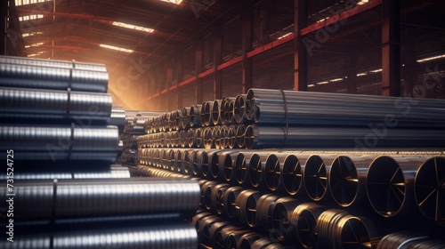 Steel, Steel in industrial warehouse.