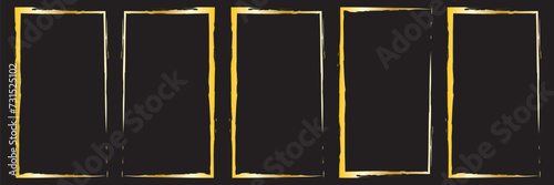 Golden grunge lines frame. Gold shiny glittering stripes on black background in eps 10