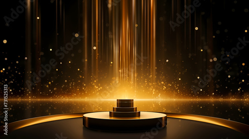 3D golden luxury elements for award ceremony background and podium © jiejie