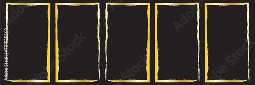 Golden grunge Textured Frames Collection. Vector rusty design template In blackground eps10.