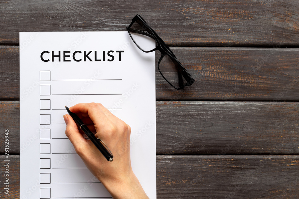 Checklist concept. Blank checklist with empty boxes on office table ...
