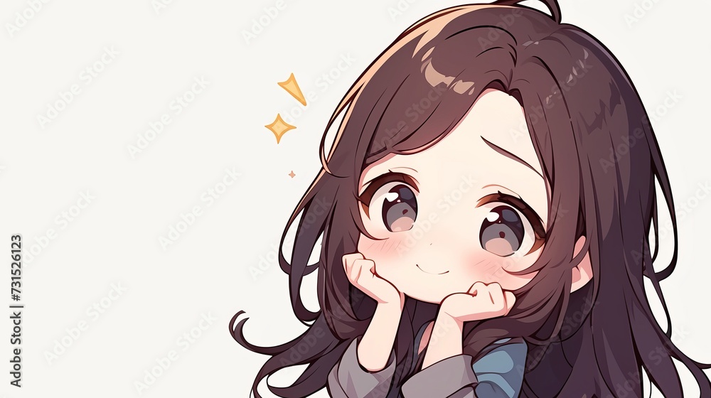 Minimalist Sketch: Cute Anime Girl on White Background Minimalist Sketch: Cute Anime Girl on White Background