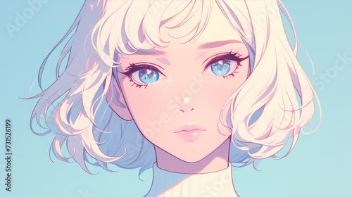 Minimalist Sketch: Cute Anime Girl on White Background