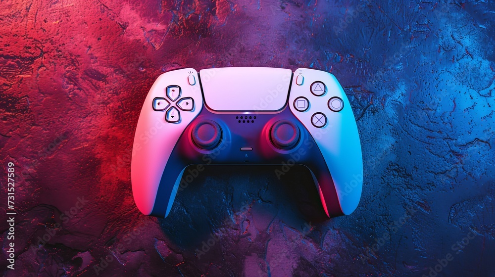White new gamepad dualsense on a dark background. Cybersport poster ...